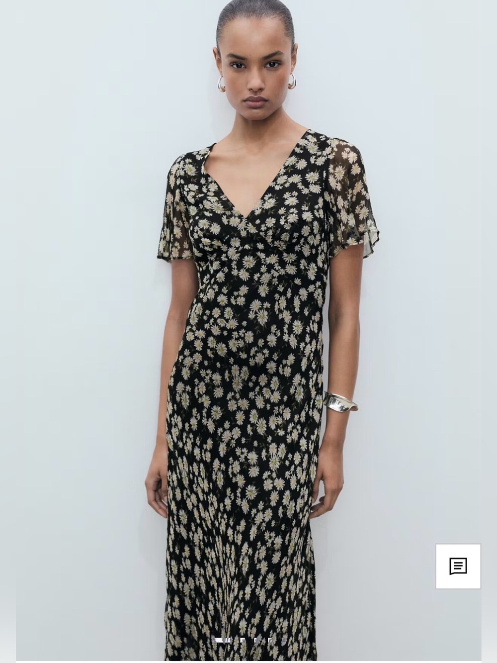 Mango Floral Print Straight-Fit Midi Dress
